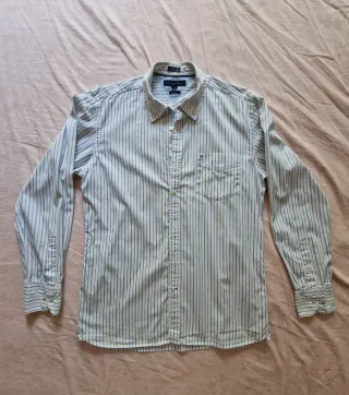 Camisa Hombre 100% Algodón Rayas Azul/Blanco 