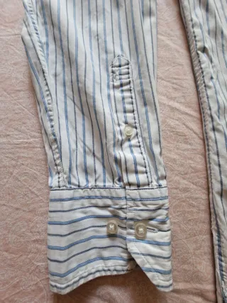Camisa Hombre 100% Algodón Rayas Azul/Blanco 