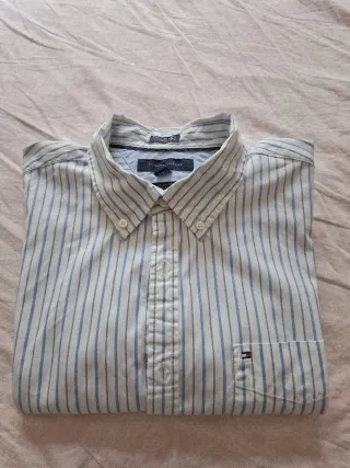 Camisa Hombre 100% Algodón Rayas Azul/Blanco 
