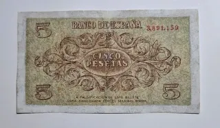 5 Pesetas 1936 Burgos serie 3891