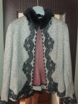 Chaqueta fiesta encaje y pelo