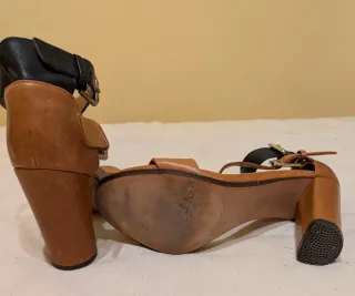 Sandalias de piel ZARA tacón alto