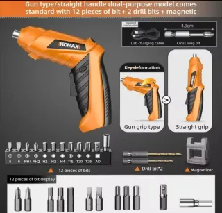 Destornillador Eléctrico KOMAX + 12 Puntas