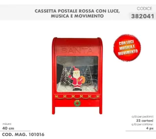 Cassetta postale Babbo Natale con luci e musica
