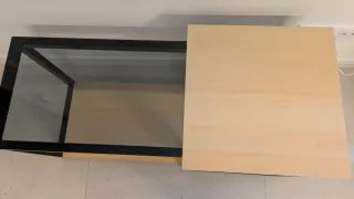 Juego 2 mesas auxiliares cristal y madera