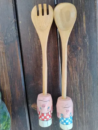 Set posate legno maialini