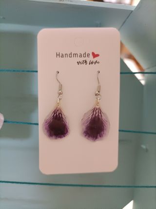 Pendientes pétalos flores naturales morados