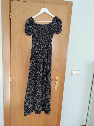 Vestido Verano Negro Flores Shein Talla S