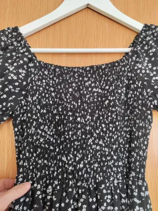 Vestido Verano Negro Flores Shein Talla S