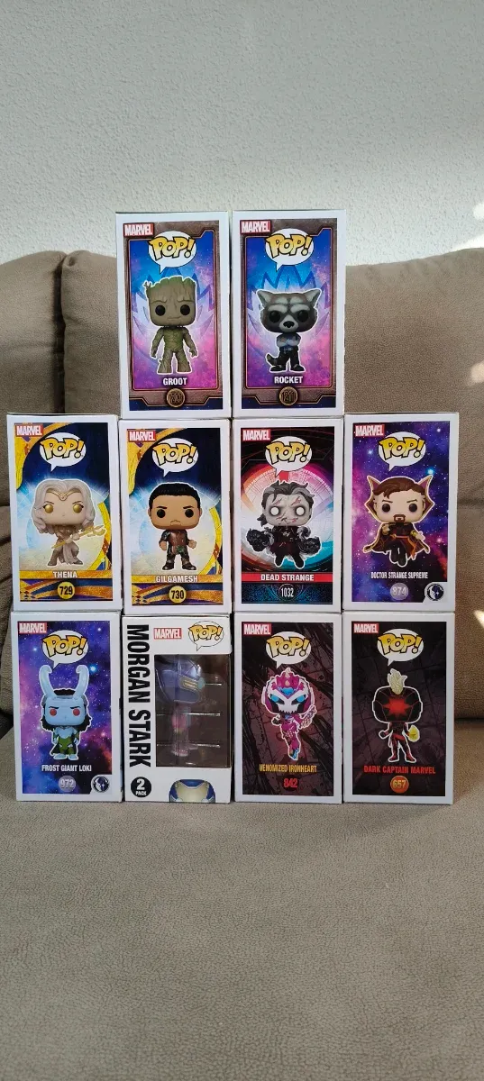 Pacote Funko Pop Marvel: Groot, Rocket, Thena, etc.