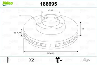 VALEO 186695 Disco de freno
