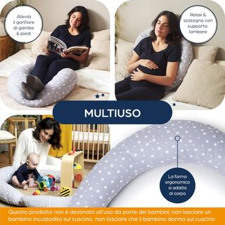 Cuscino allattamento stelle grigie Nuovo T006