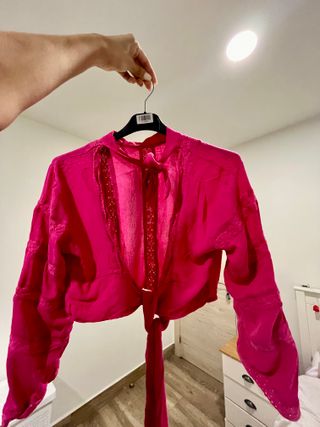 Cardigan kimono ligero rosa fuerte