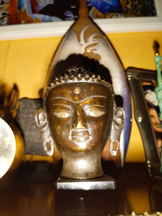 Cabeza Buda Tibetano Bronce Siglo XIX