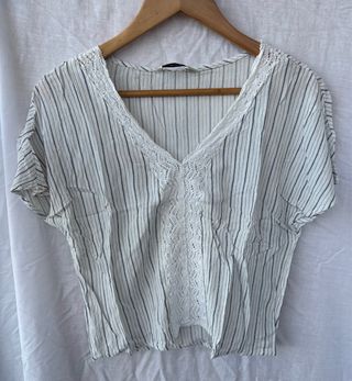 Blusa Stradivarius Rayas Azules Talla S
