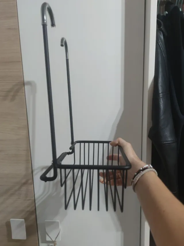 Colgador ducha estante negro metal
