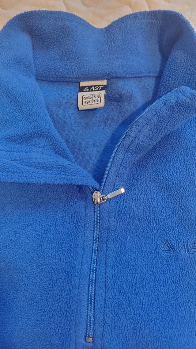 Felpa micropile blu collo alto zip