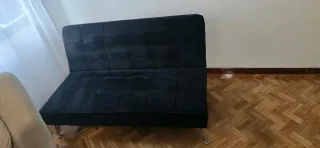 Sofá cama negro aterciopelado 3 posiciones 