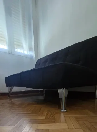 Sofá cama negro aterciopelado 3 posiciones 