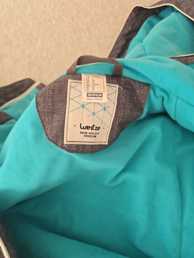 Chaqueta Invierno Decathlon Gris y Turquesa