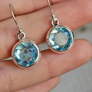 Pendientes Plata 925 Topacio Azul