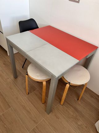Mesa de cocina extensible metal y madera