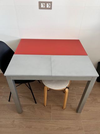 Mesa de cocina extensible metal y madera