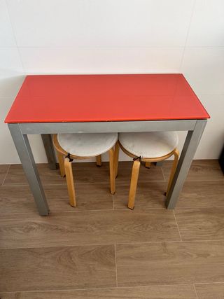 Mesa de cocina extensible metal y madera