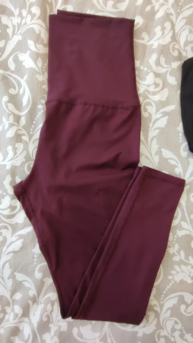 Leggings premamá/embarazo negro y burdeos