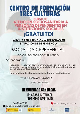 Curso gratuito de auxiliar Sociosanitario
