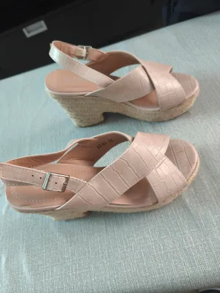 Sandalias cuña beige mujer talla 37