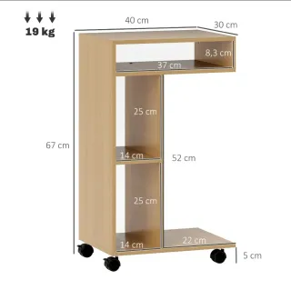 Mesa auxiliar con ruedas