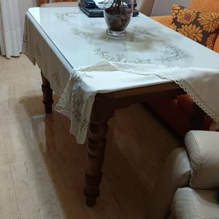 Mesa de camilla cristal y madera