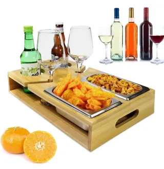 Vassoio Aperitivo Legno e Metallo