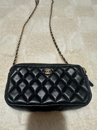 Borsa a tracolla imbottita nera Chanel