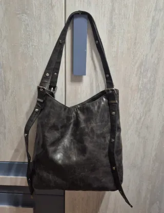 Bolso shopper Pull&Bear gris con hebillas