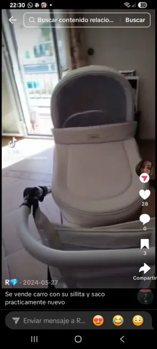 Cochecito de bebé con sillita y saco