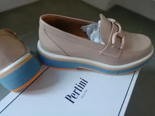 Zapatos Pertini Beige y Azul Mujer