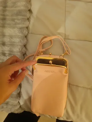 Bolso porta móvil y monedero rosa