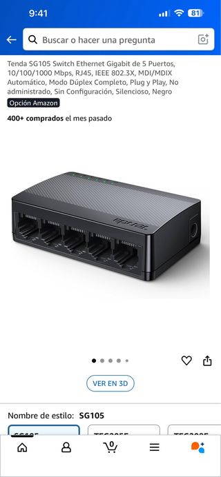 Tenda SG105 Switch Ethernet Gigabit 5 Puertos