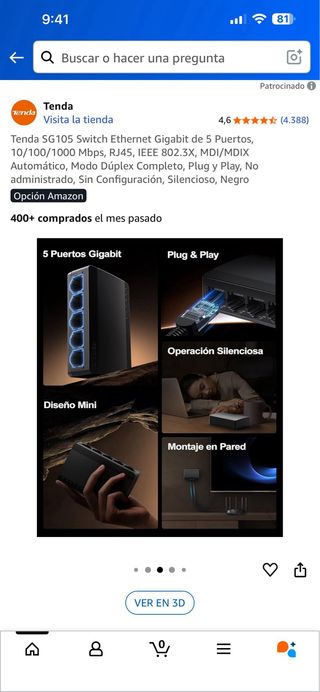 Tenda SG105 Switch Ethernet Gigabit 5 Puertos