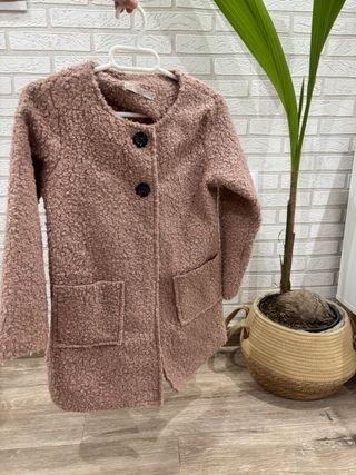 Abrigo niña rosa palo, talla 10/11- 140/146 cm 
