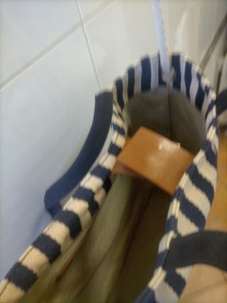 Bolso Castañer rayas azul y beige