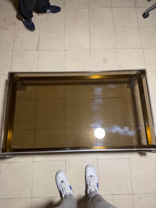 Mesa auxiliar cristal y metal