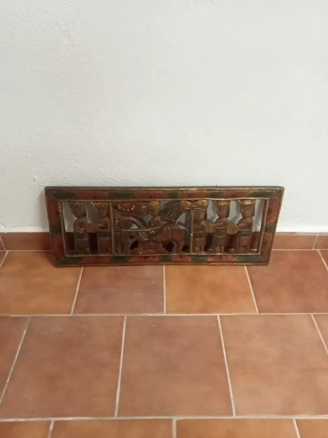 Cuadro Balinés Etnico Madera Tallada