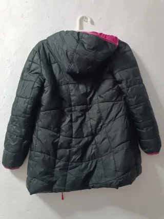 Abrigo niña negro cremallera rosa talla 11-12 