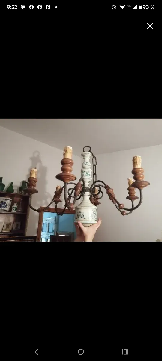 Lámpara de comedor forja y cerámica