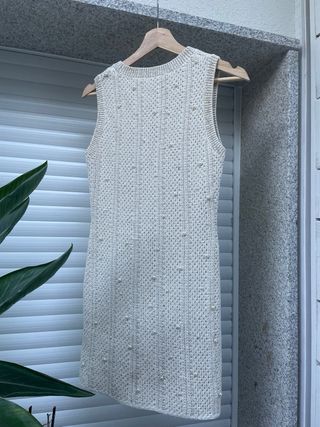 Vestido Zara Beige Perlas