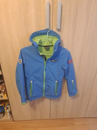 Cortavientos Trollkids azul/verde talla 140 cm.