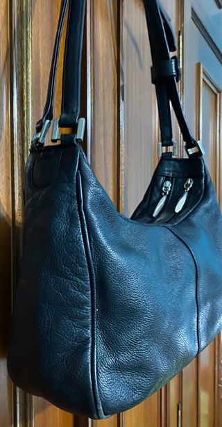 Bolso de hombro Christin de piel negro